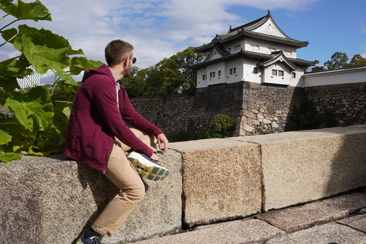 David Fox looking at Osaka Castle in Japan